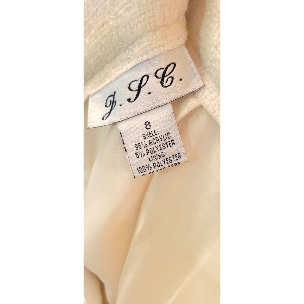 Cream Skirt Suit with Black Contrast Trim - Feminine Ruffle Hem - Picture 15 of 15